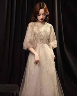 Slim Beauty Gold Banquet Evening Dress