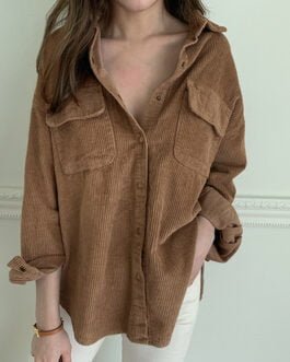 Women wear retro Hong Kong-style corduroy shirts