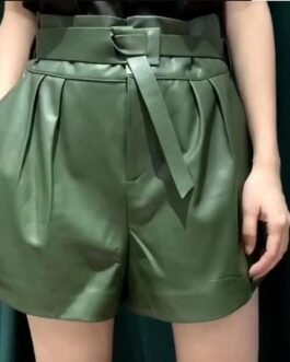 Women Harajuku Genuine Leather shorts