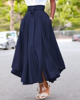 Women Skirts Summer Vintage Zipper Long Maxi Skirts