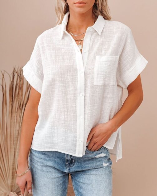 Lapel Button Button Shirts For Women - Image 3