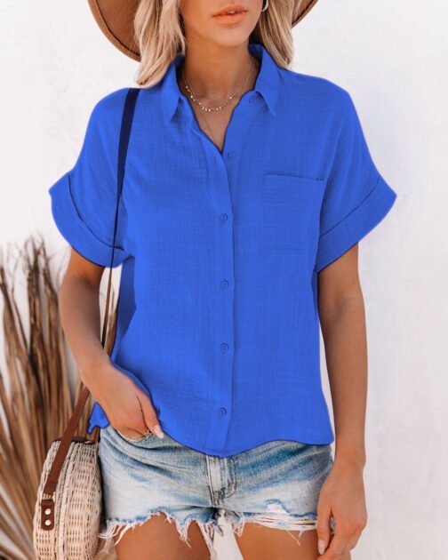 Lapel Button Button Shirts For Women - Image 4