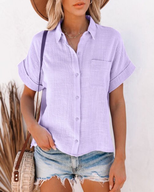 Lapel Button Button Shirts For Women - Image 7