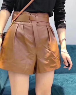 Women Harajuku Genuine Leather shorts