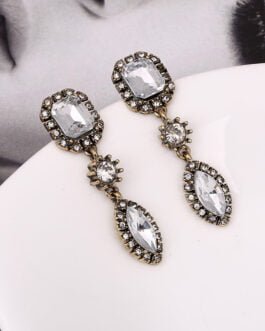 Luxury Alloy Inlaid Gemstone Earrings Women