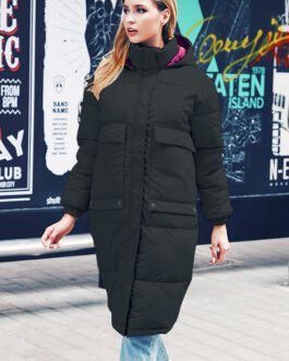 winter women hooded long warm coats Turtleneck down jacket