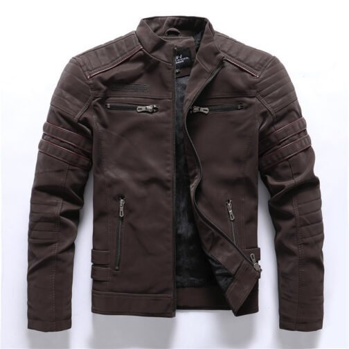 Men Fashion Pu Leather Jackets Coats - Image 6