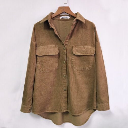 Women wear retro Hong Kong-style corduroy shirts - Image 2