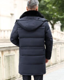 Men’s mid-length fur collar down jacket