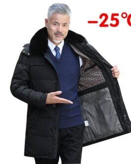Men's mid-length fur collar down jacket