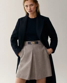 Autumn Winter A Line Houndstooth Skirt Women High Waist Office Skirts Vintage Plaid Mini Skirt