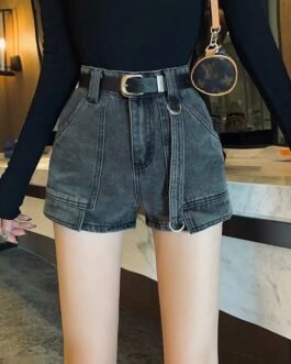 Denim shorts women straight loose women high