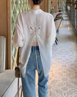 French Romantic Openwork Blouse Women