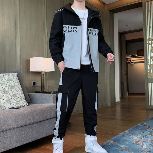 Fashion Men Clothing Jogging Suit Casual Tracksuit 2 Pcs Set Jackets and Pants - Image 6