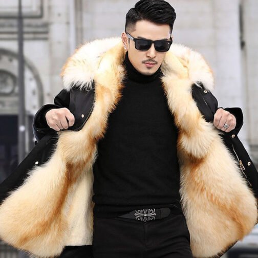 Fur Coat Faux Mink Velvet Medium Length Fur Coat - Image 4