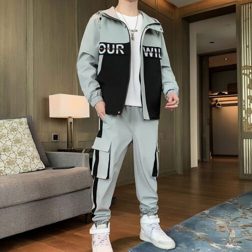 Fashion Men Clothing Jogging Suit Casual Tracksuit 2 Pcs Set Jackets and Pants - Image 7