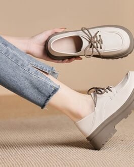 Deep Cut Thick Heel Shoes For Women