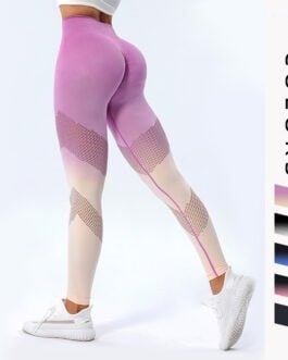 New Hollow Design Gradient Printed Yoga Pants Seamless High Waist Hip Lifting Fitness Leggings For Women Quick Drying Trousers