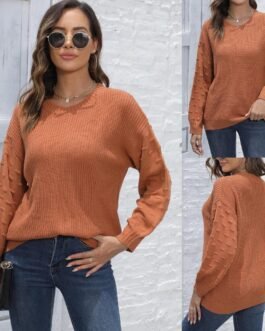 Women's Pullover Woven Sweater Autumn And Winter New Bottoming Shirt Solid Color Casual Sweater
