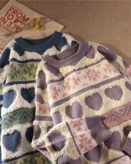 Japanese Couple Vintage Soft Love Gentle Jumper Women