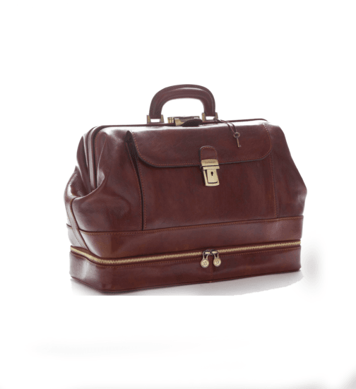 Doctor's bag with instrument compartment on the bottom