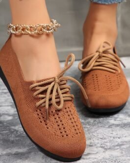 Lace-up Flats Women Fashion Breathable Lazy Mesh Shoes
