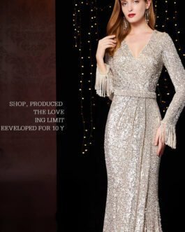 Temperament Banquet Ladies Sequined Annual Meeting Host Long Evening Dress