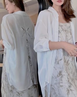 French Romantic Openwork Blouse Women