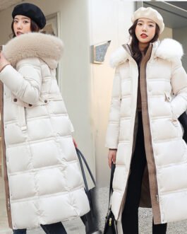 Over-the-knee Down Cotton Jacket Thickened Cotton-padded Coat