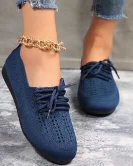 Lace-up Flats Women Fashion Breathable Lazy Mesh Shoes