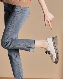 Deep Cut Thick Heel Shoes For Women