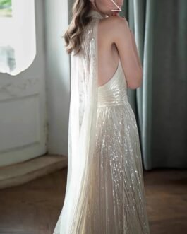 Champagne Color Host Starry Sky Toast Clothing Halter Model Catwalk Show