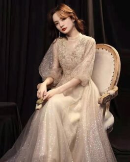 Slim Beauty Gold Banquet Evening Dress