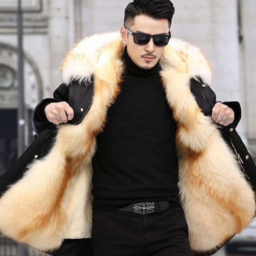 Fur Coat Faux Mink Velvet Medium Length Fur Coat - Image 2