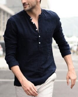 Plaid Collar Tops Turn Down Men Shirts Clothing