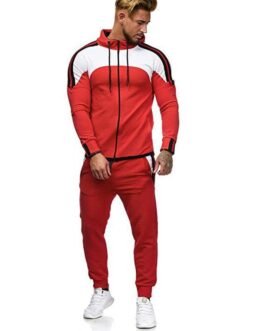 Casual Sportswear Color Matching Sweater Suit
