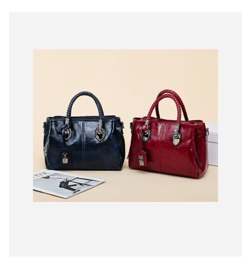 Vintage Oil Wax leather luxury handbags Women Bags - Image 2