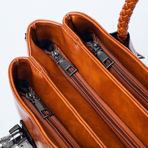 Vintage Oil Wax leather luxury handbags Women Bags - Image 3
