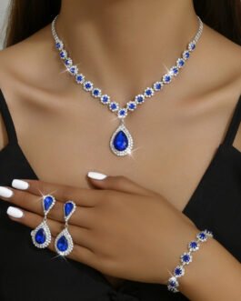 Fashion Jewelry Bridal Jewelry Suit Necklace Ear Stud Bracelet Three-piece Set